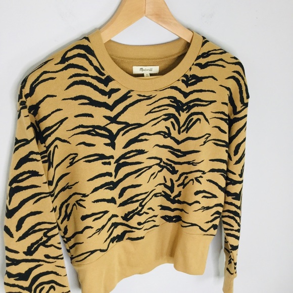 Madewell Tops - Madewell NWT crop shrunken tiger stripe sweatshirt